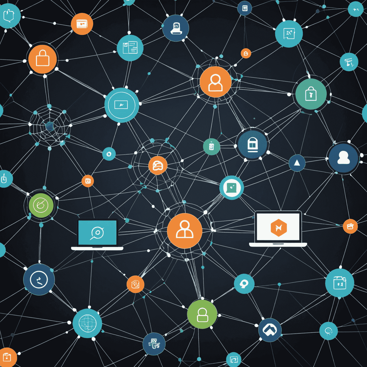 Imagen conceptual que muestra una red neuronal conectada a varios dispositivos web, simbolizando la integración de la IA en el desarrollo web